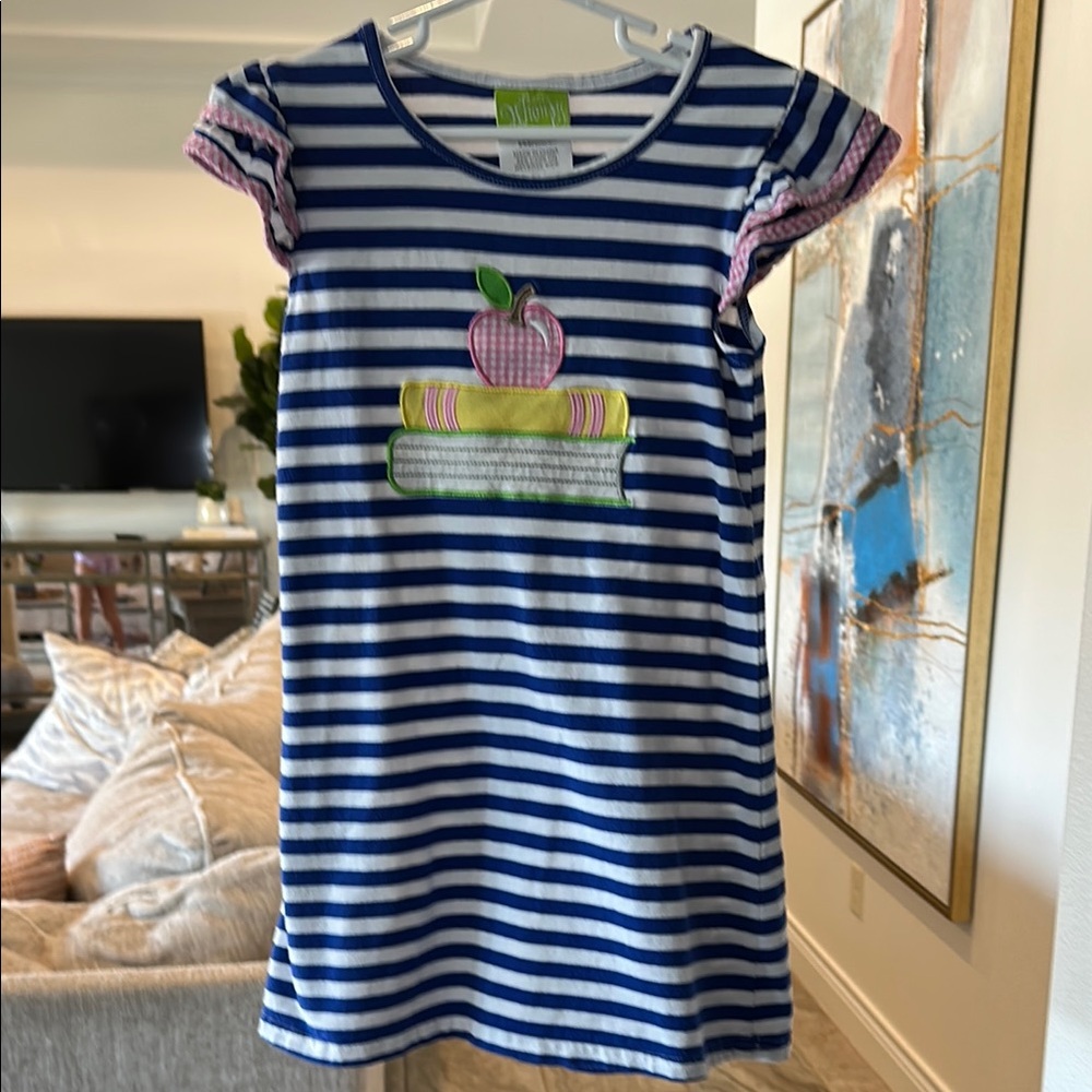 Blue and White Striped Kids Dress